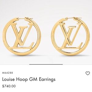 Authentic Louis Vuitton Gold LV Hoop Earrings
